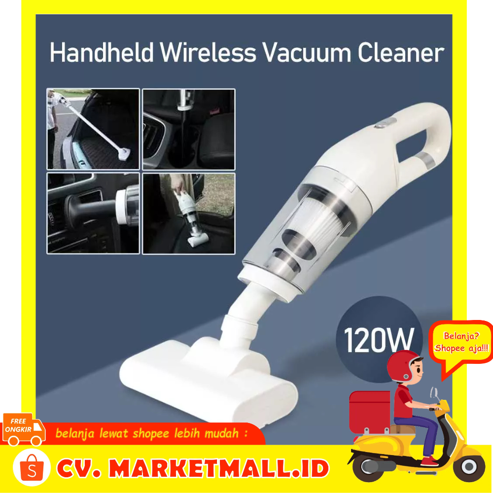 Penyedot Debu Mini Tanpa Kabel Vacuum Cleaner Mobil Portable Handheld 120W Isi Ulang DDRADON LT-113CG - 7CHZGCWH