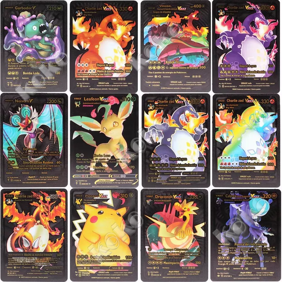 【penjual lokal】110 Pcs Kartu Pokemon 27-55pcs Bahan Metal Warna Emas Silver Versi Bahasa Inggris Untuk Koleksi