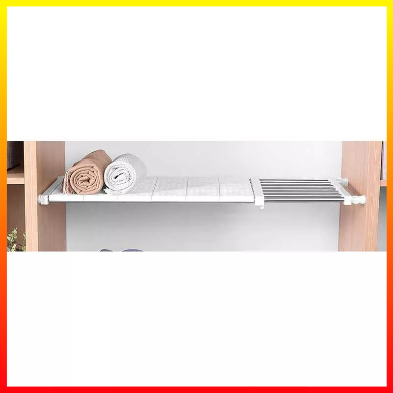 Papan Partisi Penyimpanan Rak Gantung Laci Tambahan Lemari Tanpa Paku Retractable Rack 90x30cm 1PCS - 7RHZLQWH