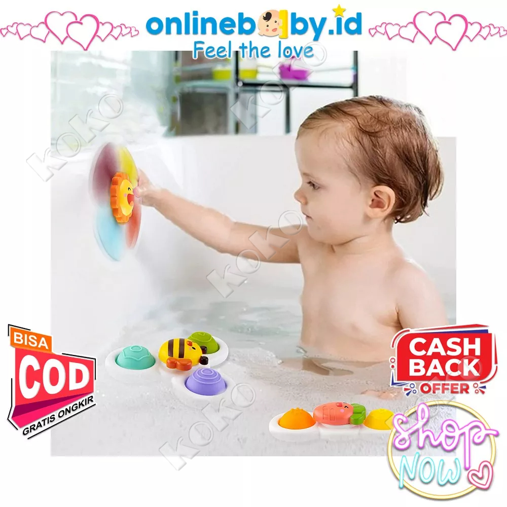 【Penjual Lokal】Mainan Fidget Spinner Anak Putar Genggam Sensor Motorik 3in1 Baby Bathing Toys Kerincingan Teether Gasing Gyro Rattle Pop It mainan anak -anak