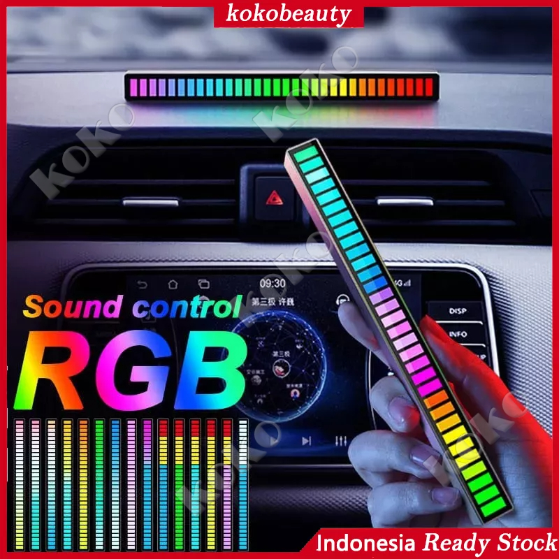 【Penjual Lokal】Lampu ambient mobil Lampu LED RGB Bar Strip Spectrum Audio Indicator Music Sound Control Harga Per 1 Pcs