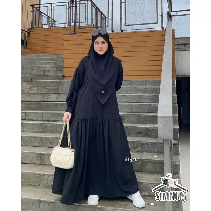 HUMAIRA SET HIJAB SYARI/ SETELAN SYAR'I MASAKINI/SET SYAR'I BERGO CRINCLE AIRFLOW/BAJU GAMIS LEBARAN/ABAYA HITAM/ABAYA UMROH