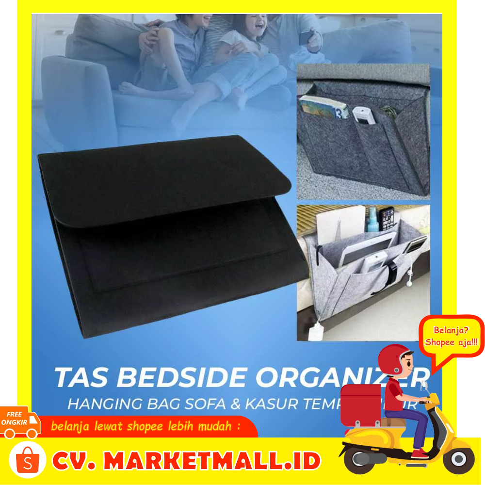 Tas Organizer Box Storage Tempat Tidur Penyimpanan Gadget Powerbank USB Flashdisk Senter LED Adaptor Bedside - 7ROR09BK