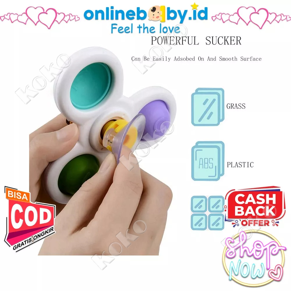 【Penjual Lokal】Mainan Fidget Spinner Anak Putar Genggam Sensor Motorik 3in1 Baby Bathing Toys Kerincingan Teether Gasing Gyro Rattle Pop It mainan anak -anak