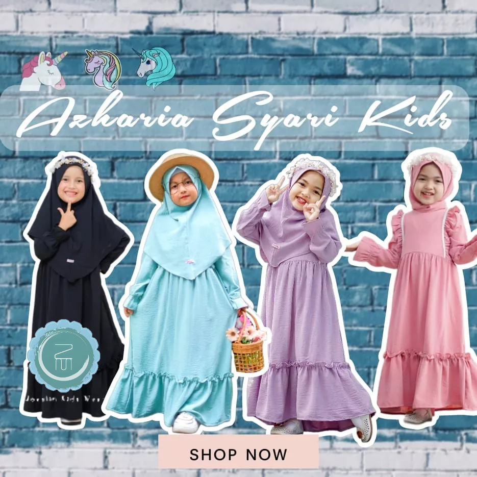 Zaheen Moeslim Kids ~ Terbaru Azharia Gamis Syari Kids Anak Perempuan 3 - 12 Tahun Terbagus Lebaran 