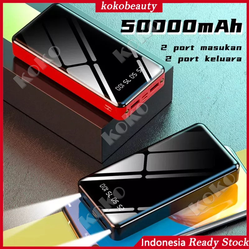 【Penjual Lokal】PowerBank Fast Charging 5V/2A 20000mAh/50000mAh Powerbank Dual USB Output 3 Input LED Display Murah Mini Dengan fungsi pencahayaan