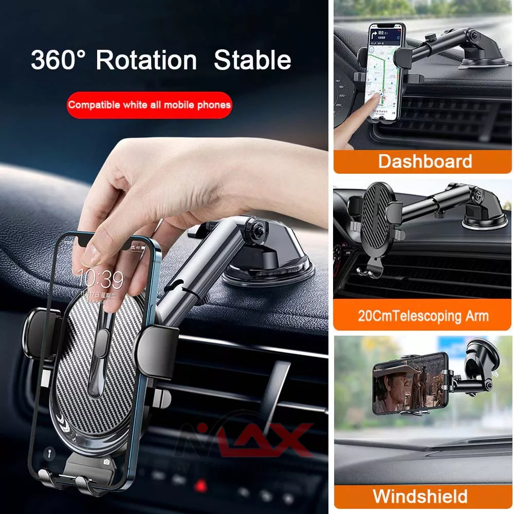 AUW Holder HP Dashboard mobil Smartphone GPS Segala ukuran HP Telescopic 360 derajat ada model Air Vent Gravity Sucker Car Phone Holder Mobile Cell Stand Smartphone Support GPS Mount For iPhone Xiaomi Samsung Huawei Android IOS dasbord mobil