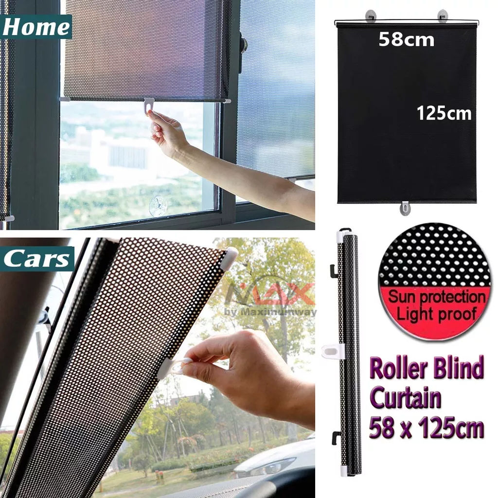 Kirey Gorden Vertical Blind Roller Blind Curtain 58x125cm Horizontal Blind korden tirai gulung Untuk bisa untuk Jendela rumah atau kaca Mobil blok UV silhouette tidak tembus pandang Universal Roller Blinds Suction Cup Sunshade Blackout Curtain Car Bedroom