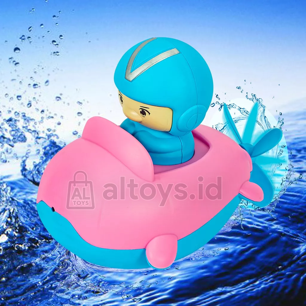 Mainan Speedboat Putar Kunci Berjalan Mainan Anak Saat Mandi SS1389