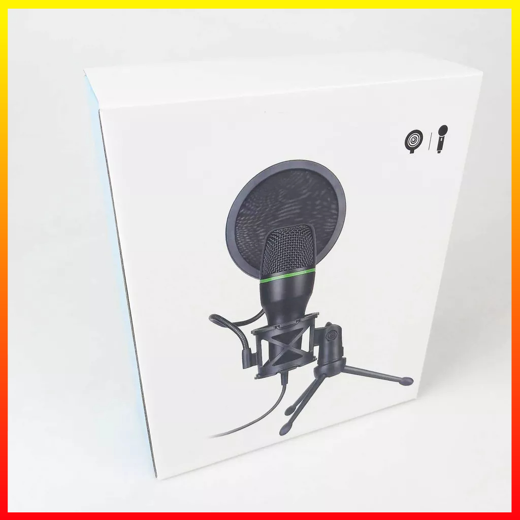 Microphone USB Desktop Laptop Konferensi Video Condenser Studio Adjustable Plug with Light AOIEU AO55 - 7CSK1BBK