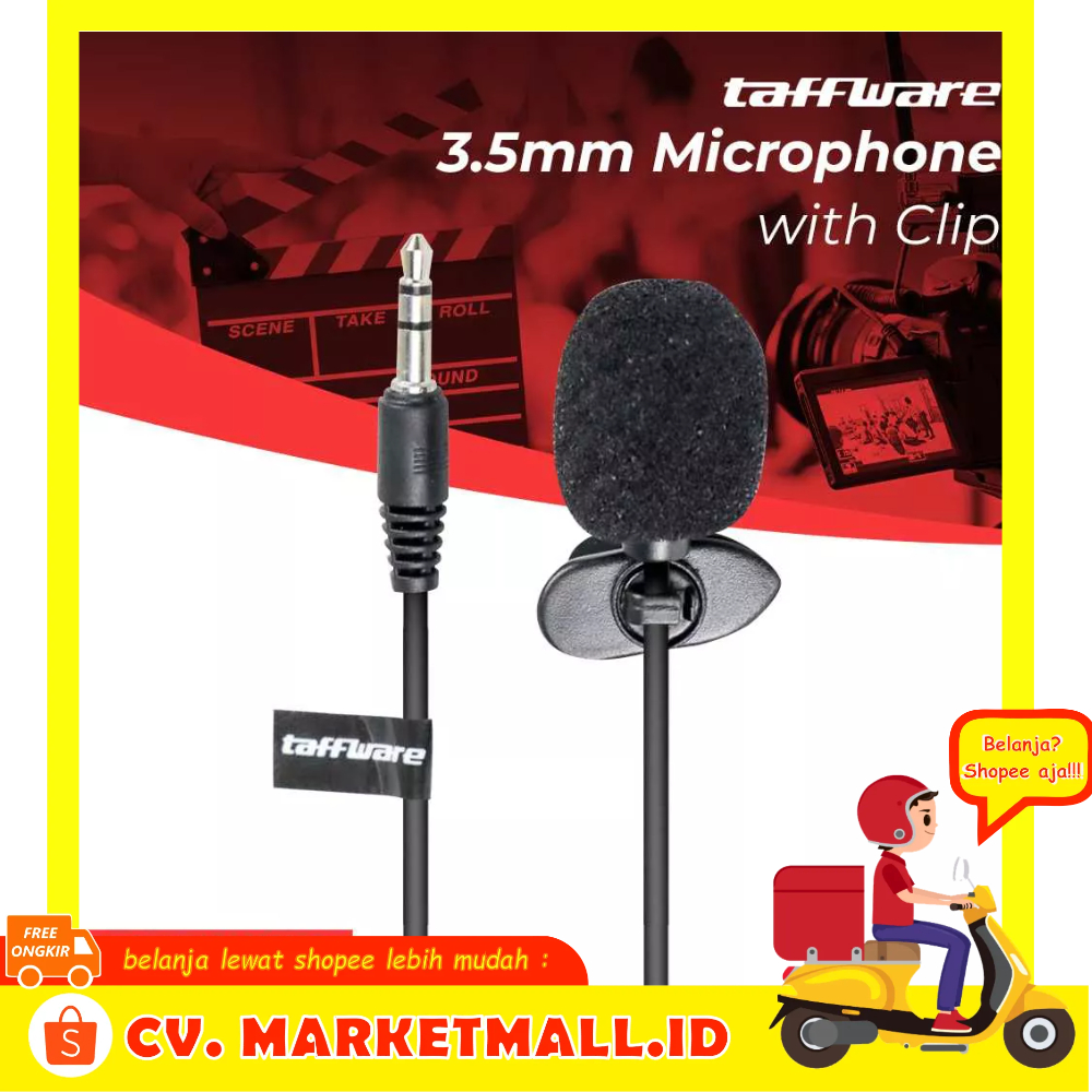 Kerah Klip Mikrofon KTV Multi-Fungsi Mengajar Panduan Pidato Wawancara Headset Smartphone Laptop Tablet Taffware SR-503 - OMCS6WBK