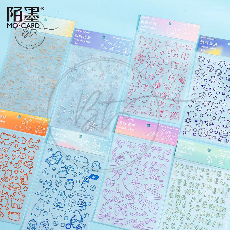 

[B003] 2 Sheet PVC Waterproof Shining Laser Pink Gold Sliver Foil Stickers
