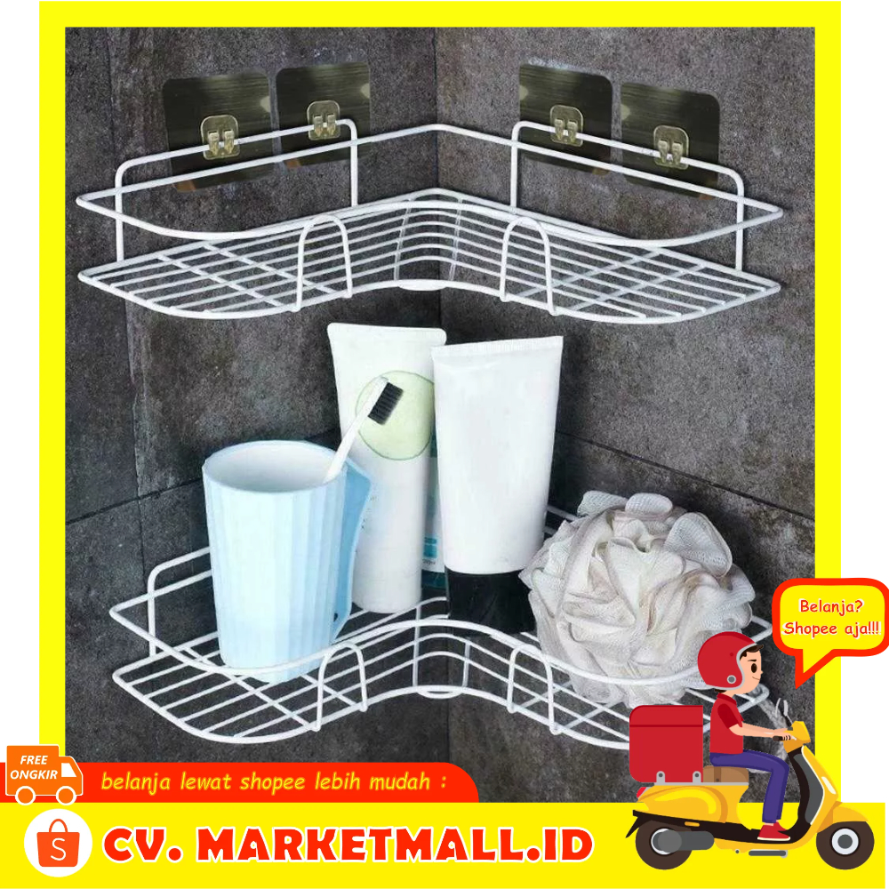 Rak Sudut Kamar Mandi Aksesoris Kotak Penyimpanan Stainless Steel Anti Karat LemonBest G49 - 7RHXMABK