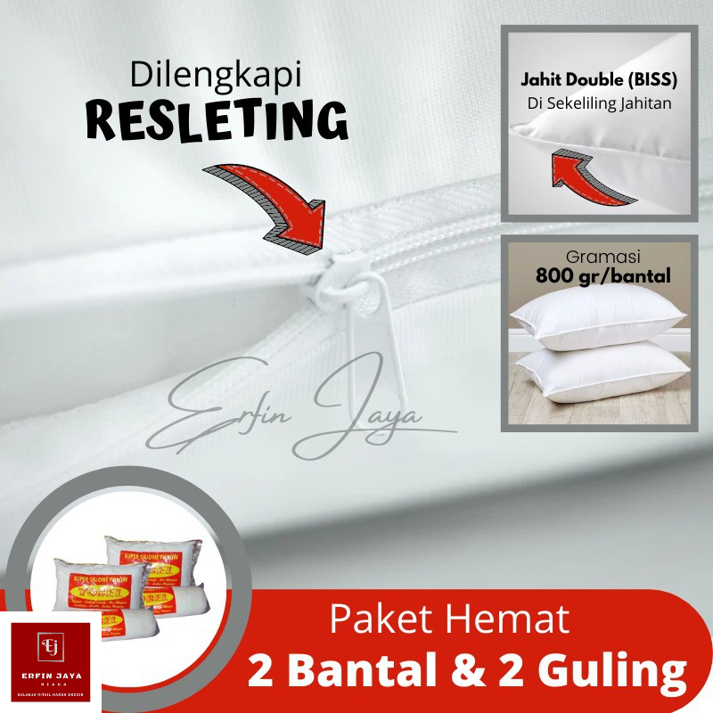 Bantal Guling YOBEL [2 bantal 2 guling] - Bantal Guling Hotel Putih