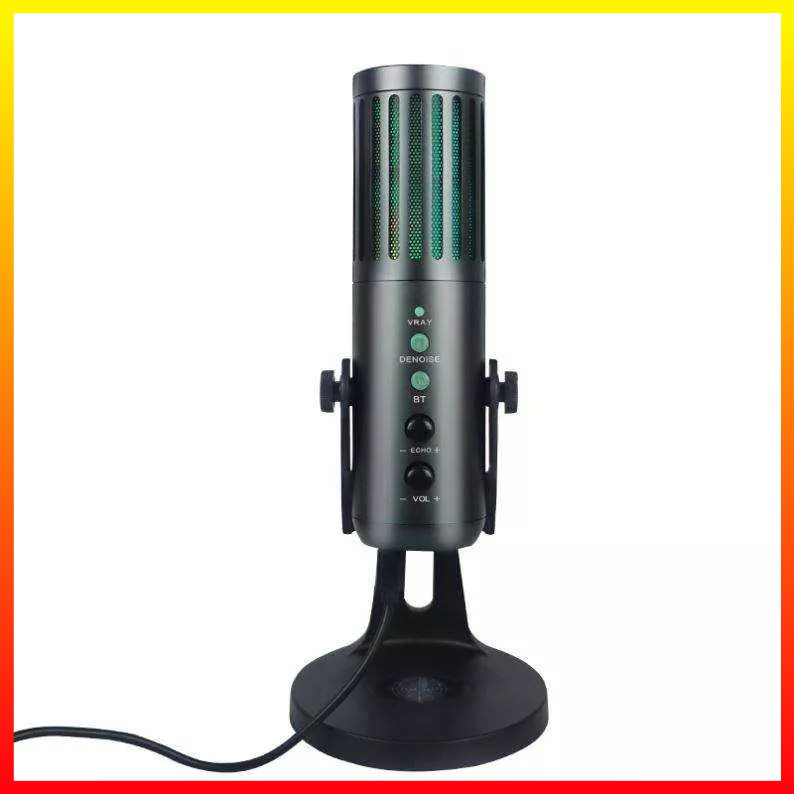 Mikrofon Kondensor Profesional RGB USB Komputer Desktop Seluler Rekaman Gaming Live Streaming LEIMIC W-900 - 7CSK1DBK