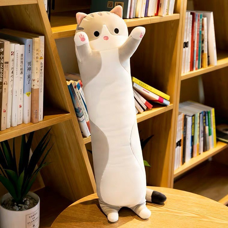 Bantal Guling Kucing Boneka Tinggi 60cm Bahan Yelvo Berlabel SNI