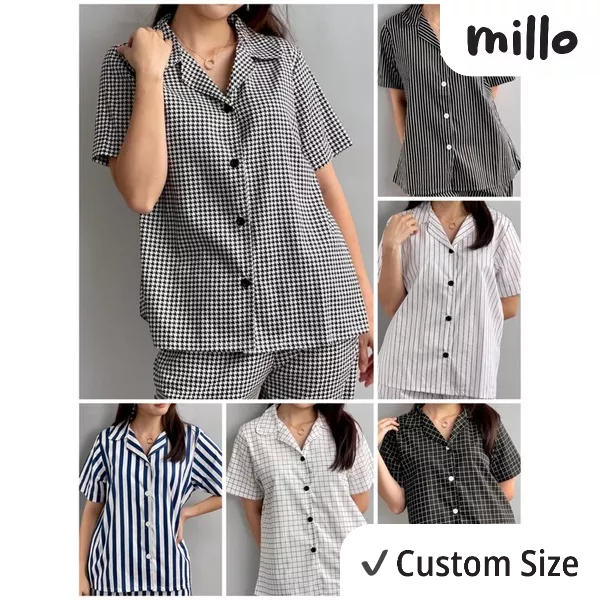 (SIZE S-XXL) Setelan Baju Tidur Piyama PRIA Celana Pendek KATUN JEPANG Aneka Motif