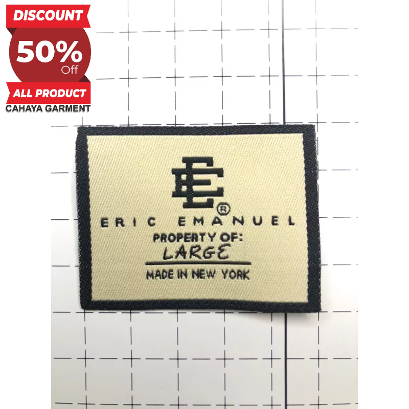 

ERIC EMANUEL TAG LABEL WOVEN RAJUT BORDIR COTTON SUPER PREMIUM CO 1X DI KIRIM 600PCS