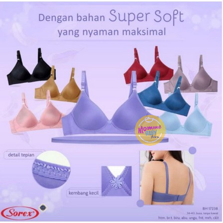 Bra Sorex Wanita Ibu BH Sorex 17238 Tanpa Kawat Super Soft Sorex Cup Kecil Dalaman Wanita Ibu