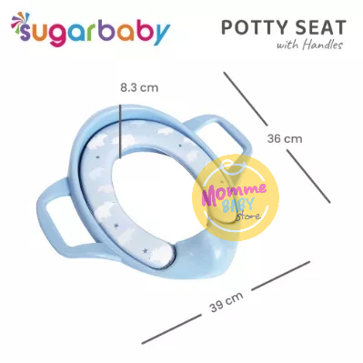 SUGAR BABY POTTY SEAT WITH HANDLES &amp; SPLASH GUARD / DUDUKAN TOILET ANAK SUGARBABY DUDUKAN TOILET