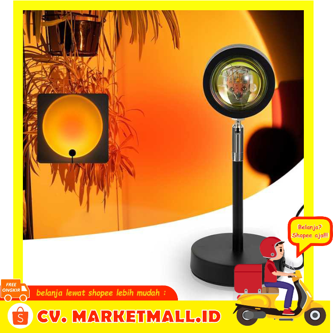 Lampu Proyektor Cahaya Matahari Terbenam LED Sorot Dekorasi Kamar Desain Minimalis Spotlight Sunset Lamp Power USB CANMEIJIA - 7RLL8UBK