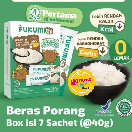 FUKUMI Beras Porang Box Sachet - Shirataki/Konjac Rice beras diet / beras rendah kalori / Fukumi Beras Porang 1kg Konjac Rice Shirataki