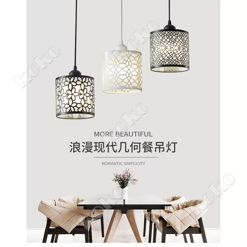 【Penjual Lokal】 3 Lampu Gantung LED Minimalis 3 in 1 Modern Bentuk Kelopak untuk Dekorasi Ruang Makan Hitam