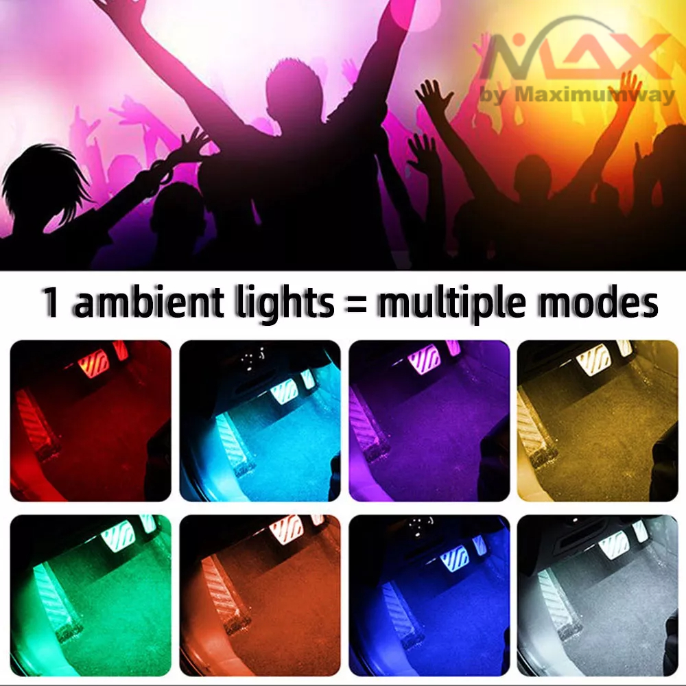 JIAMEN Lampu Interior Mobil Plus Remote Bisa Mode Disco ikut Beat Musik 72 LED Strip Flexible Car Light Cigarette Plug 8 Color warna Infitary Car LED Ambient Light With USB Neon Mood Music Control RGB Auto Interior Decorative Atmosphere Lighting