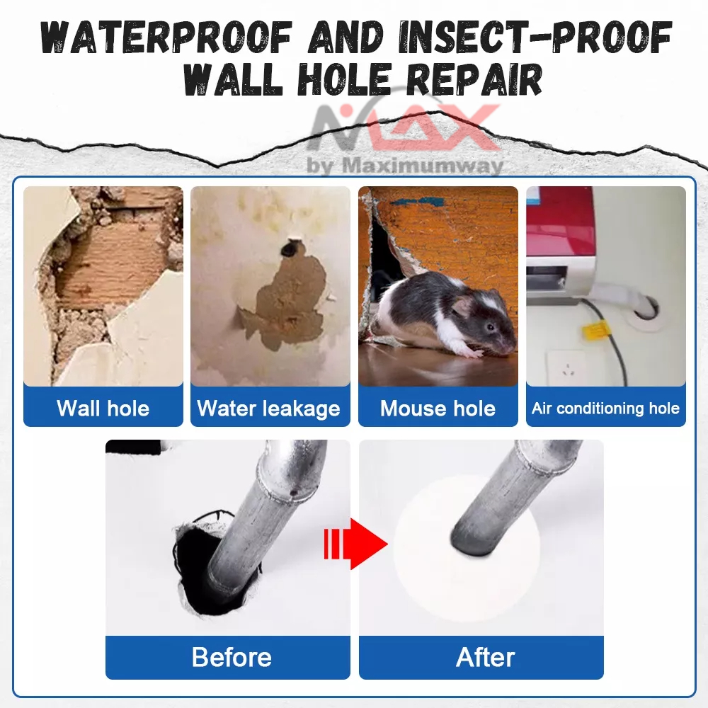 Sealing Penutup lubang Tembok tutup lubang tikus atau serangga tahan air dinding retak cepat kering mudah aplikasinya lem tembok semen tembok dinding retak Wall Hole Sealant Sewer Pipe Waterproof Sealing Solid Glue Hole Repair Rubber Seal Mud Household