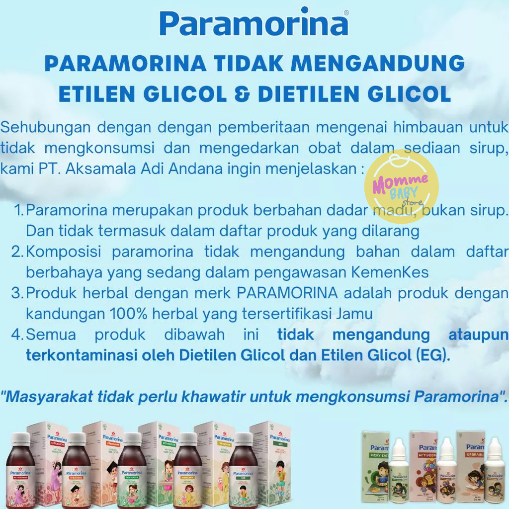 PARAMORINA TETES / DROP UNTUK BAYI Paramorina Upbrainina Picky Eater Activegrow Paramorina Drop Vitabumin Penambah Nafsu Makan Madu Gizidat