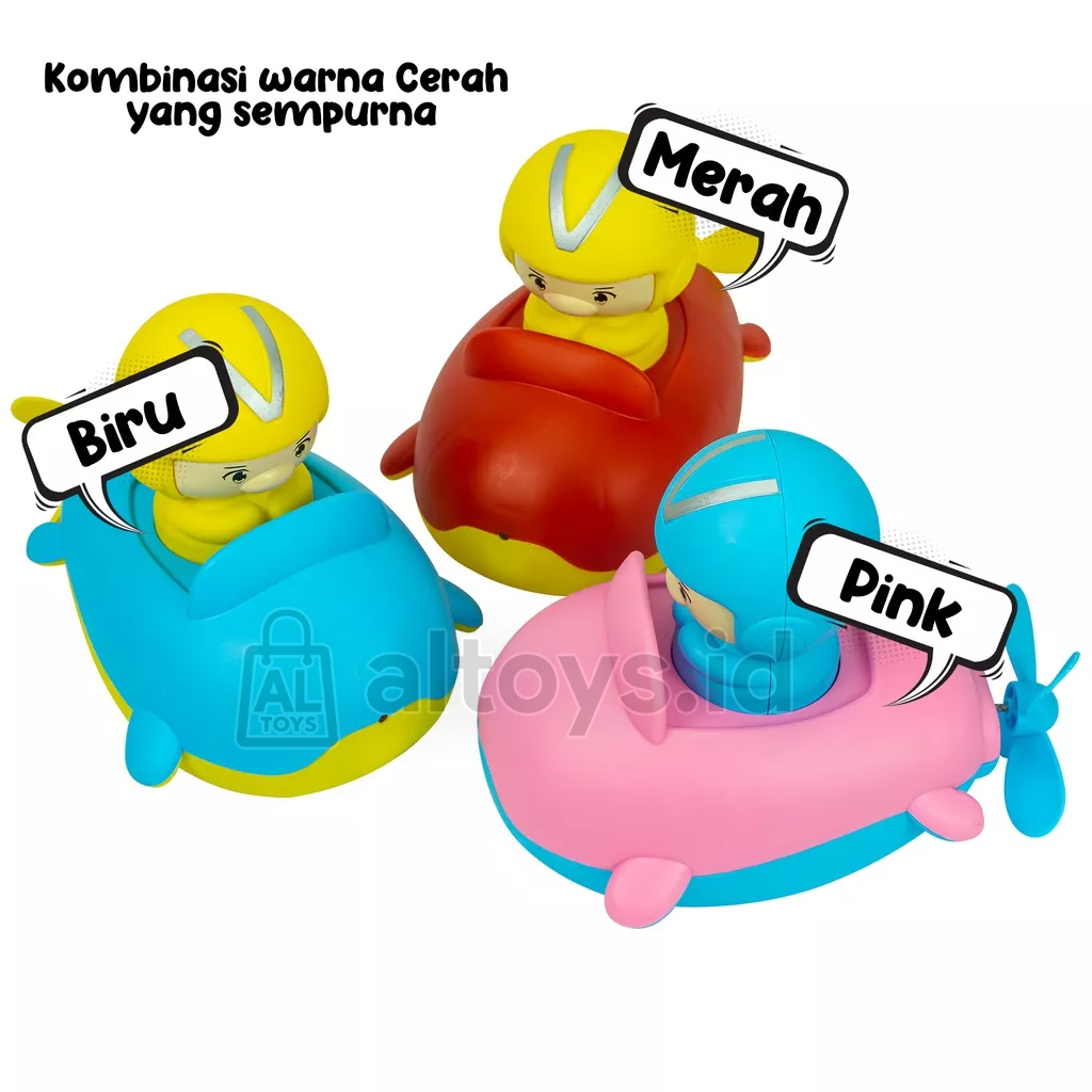 Mainan Speedboat Putar Kunci Berjalan Mainan Anak Saat Mandi SS1389