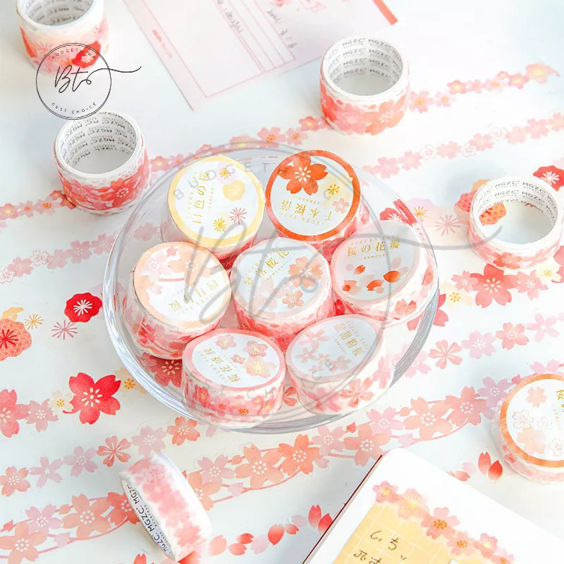 

[B011] Washi Tape Bunga Sakura 19mm/38mm*2m Tape Roll Sakura