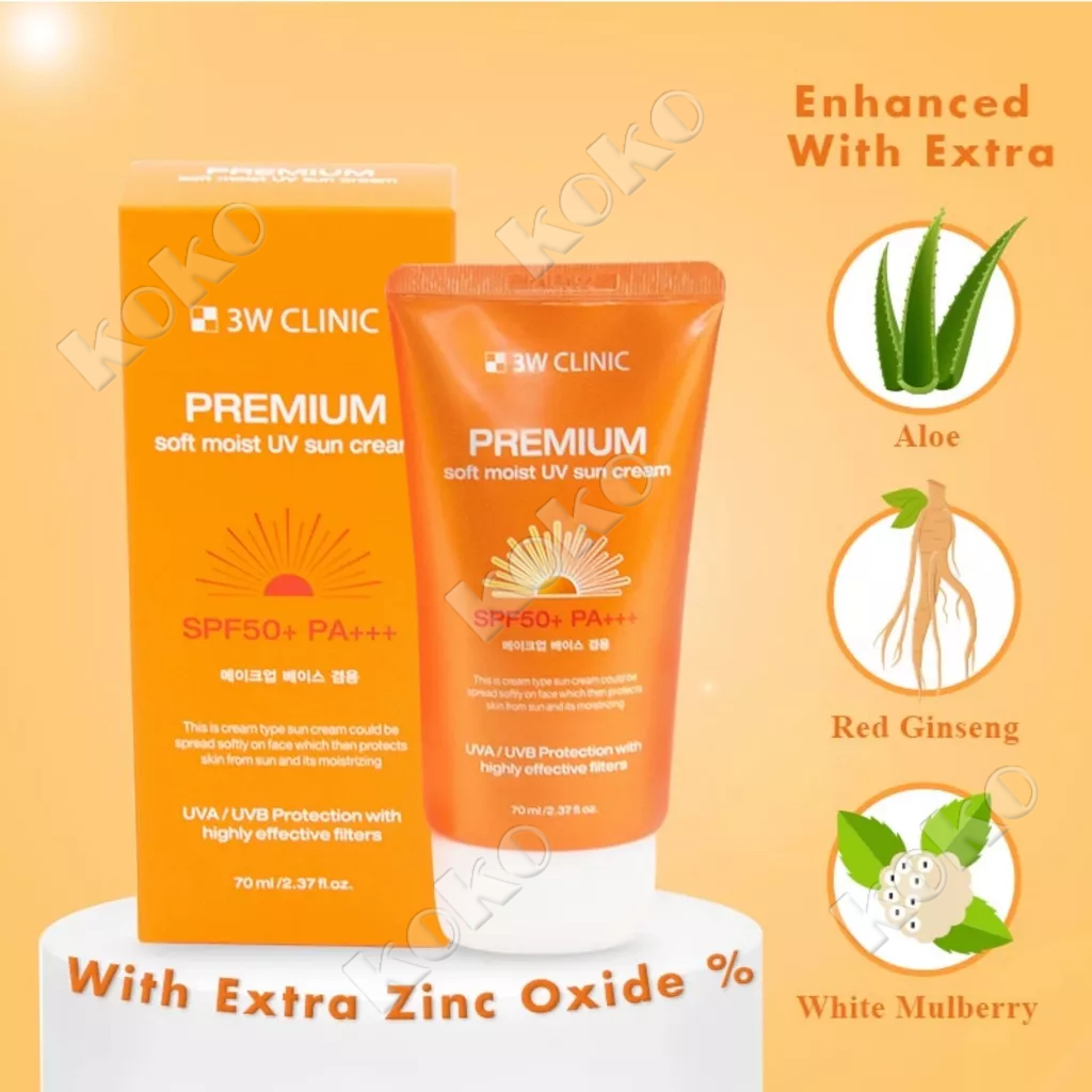 【Penjual Lokal】SUNSCREEN 3W CLINIC 3w Clinic Natural Vita-Moist Uv Sunblock Cream Face Sunscreen 70ml Spf50 + Pa +++