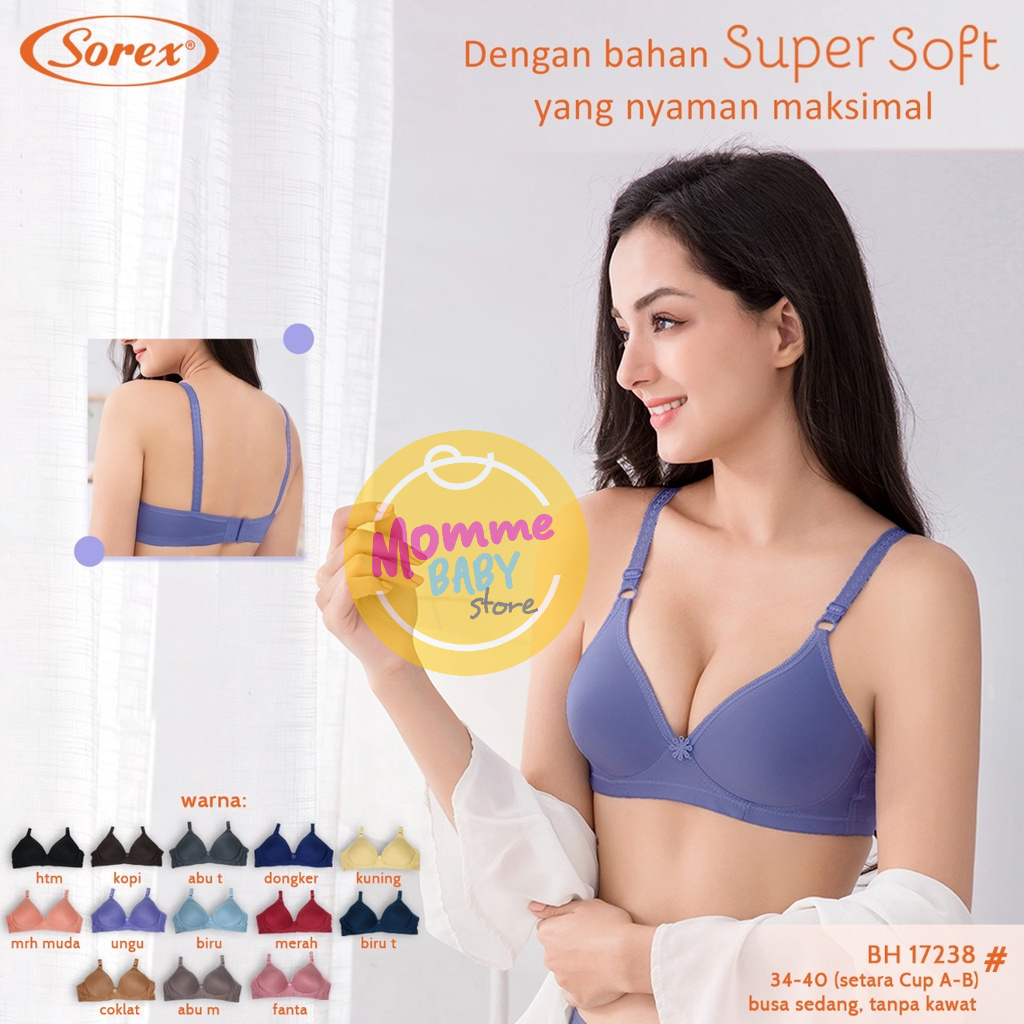 Bra Sorex Wanita Ibu BH Sorex 17238 Tanpa Kawat Super Soft Sorex Cup Kecil Dalaman Wanita Ibu