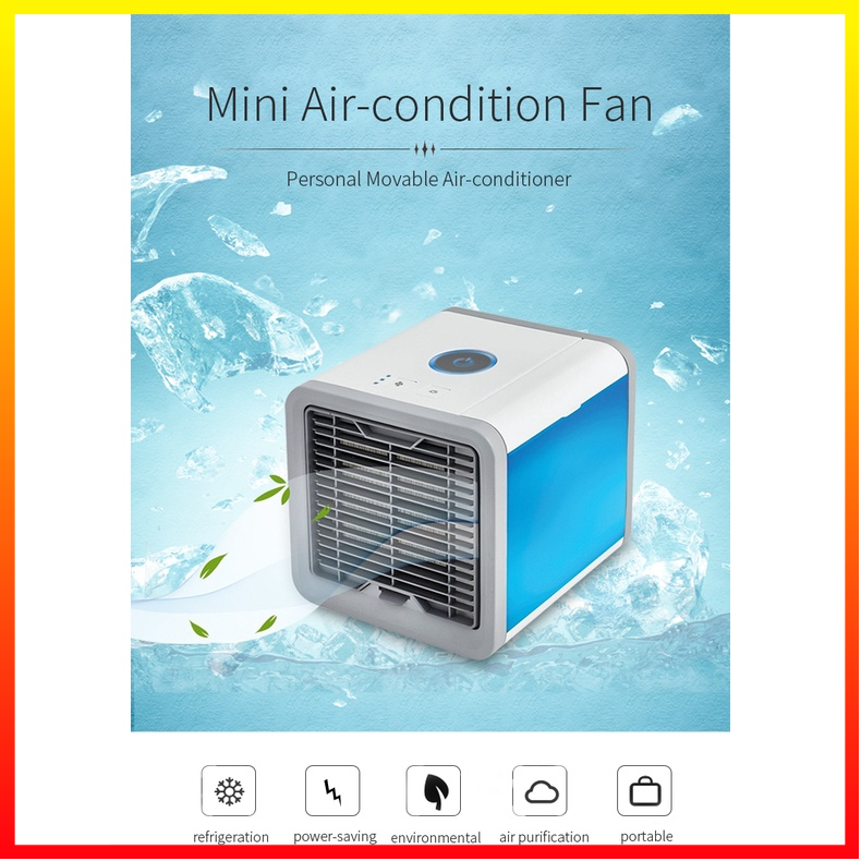 Portable Air Cooler Mini Handle Evaporative Personal Air Conditioner Isi Ulang 3 Kecepatan Kipas Pendingin Desktop 8W Taffware AA-MC4 - OMCF2TWH