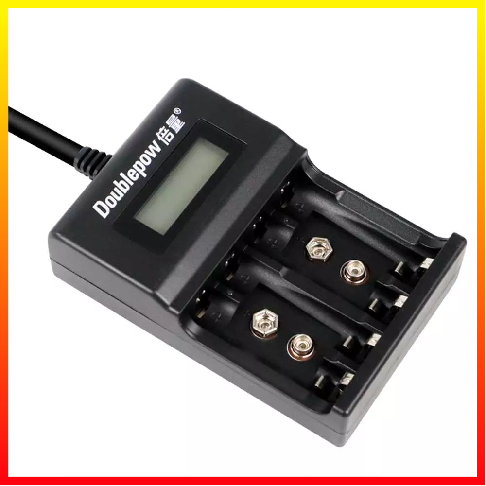 Charger Baterai Layar LCD 1.2V &amp; 9V AA dan AAA NI-MH NI-CD Lithium DOUBLEPOW - S3AD0HBK