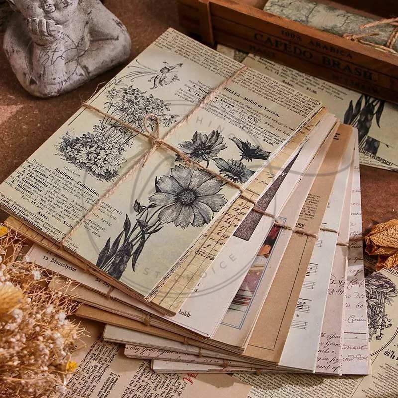 

[B100] 30 Pcs / Pak Kertas Koran Gaya Vintage Untuk Dekorasi Scrapbooking