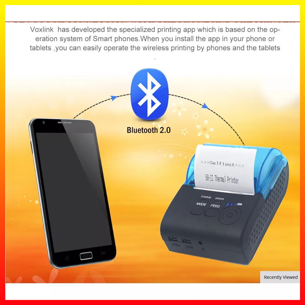 Printer Thermal Portabel Pesanan Take Away Genggam Mesin Kasir Bill Bluetooth Zjiang ZJ-5802DD - ZJPT01BK