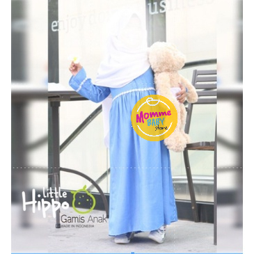 Gamis Baju Anak Perempuan Little Hippo - Gamis Anak Denim Little Hippo Premium