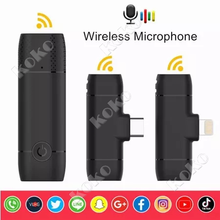 【Penjual Lokal】Wireless Lavalier Microphone Android Type- C / Iphone Mikrofon nirkabel  Lightning Mic Wireless Audio Video Recording Portable Mic Vlog Live Game