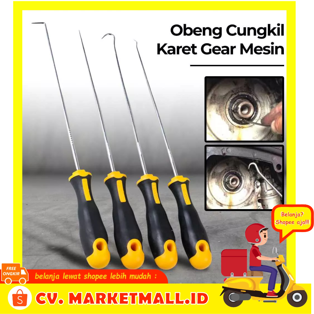 Obeng Cungkil Kait Penarik Pelepas Segel Seal Cartridge Gasket Roller Karet Gear Mesin 4 PCS JTL XJ149 - 7CHZG6BK