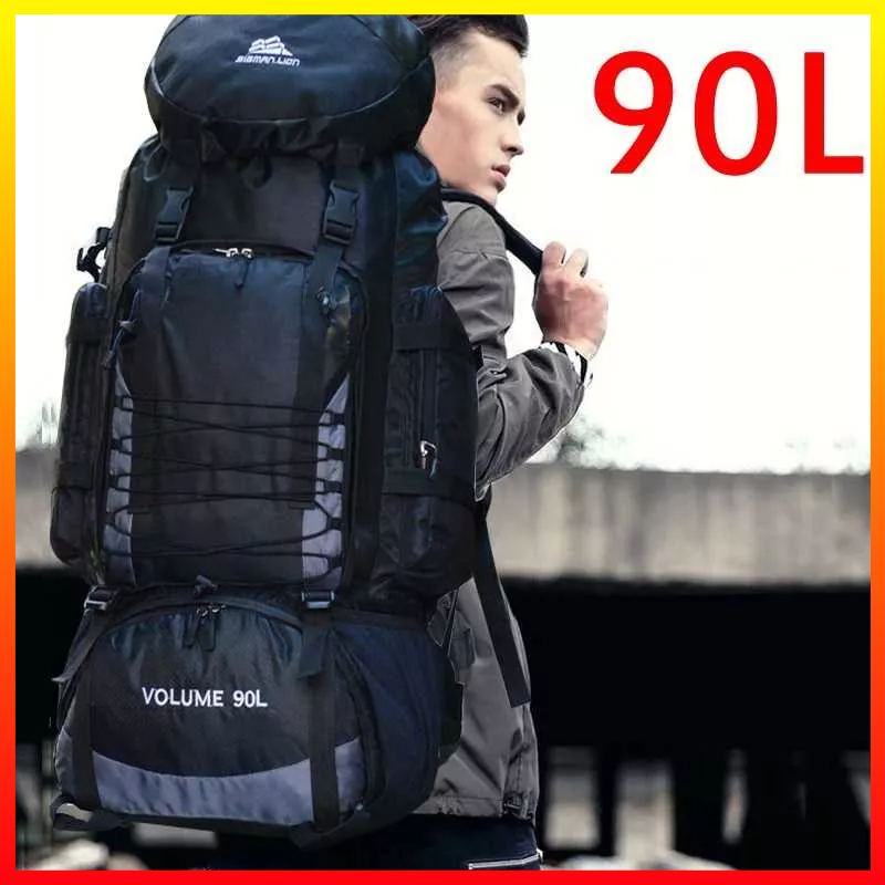 Tas Gunung Luar Ruangan 90L Ransel Berkemah Perjalanan Kapasitas Bagasi Besar Tahan Air Carrier Bag Travel Backpack SIGMAN LION SIG3D - 7CTP1DBK