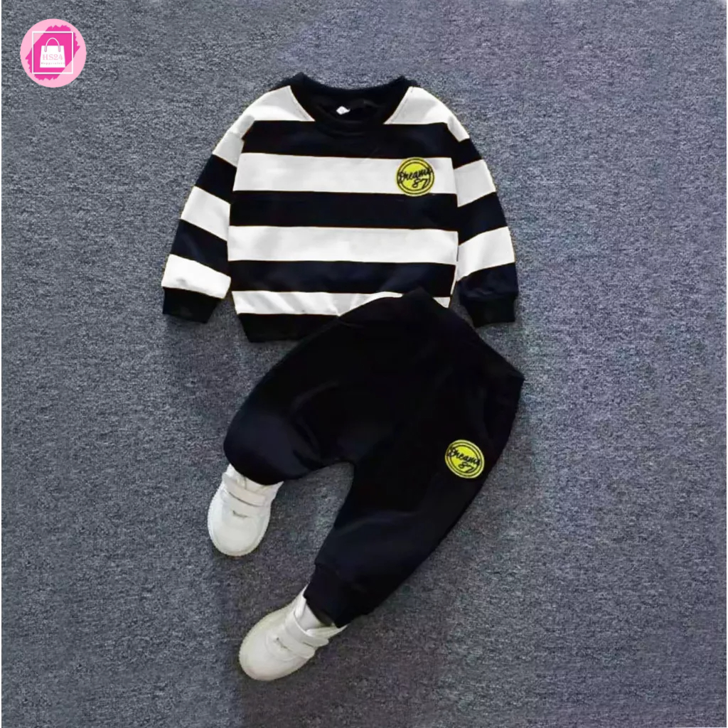 SETELAN SWEATER ANAK LAKI LAKI PEREMPUAN UMUR 1-5 TAHUN MOTIF SALUR SWEATER ANAK BAJU ANAK PAKAIAN ANAK