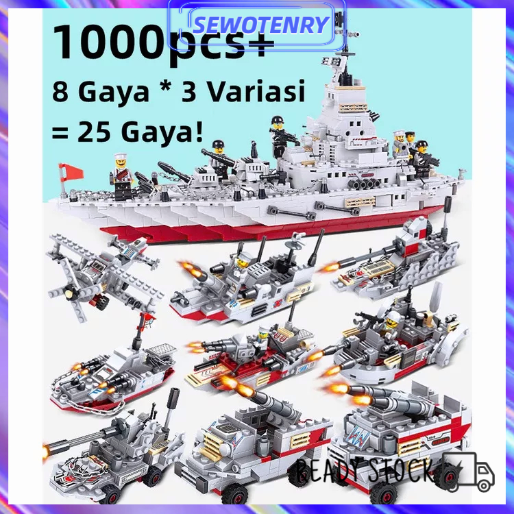 【COD】Mainan Blok 1000Pcs Kapal Penjelajah Brick Set Mainan Anak Laki Laki