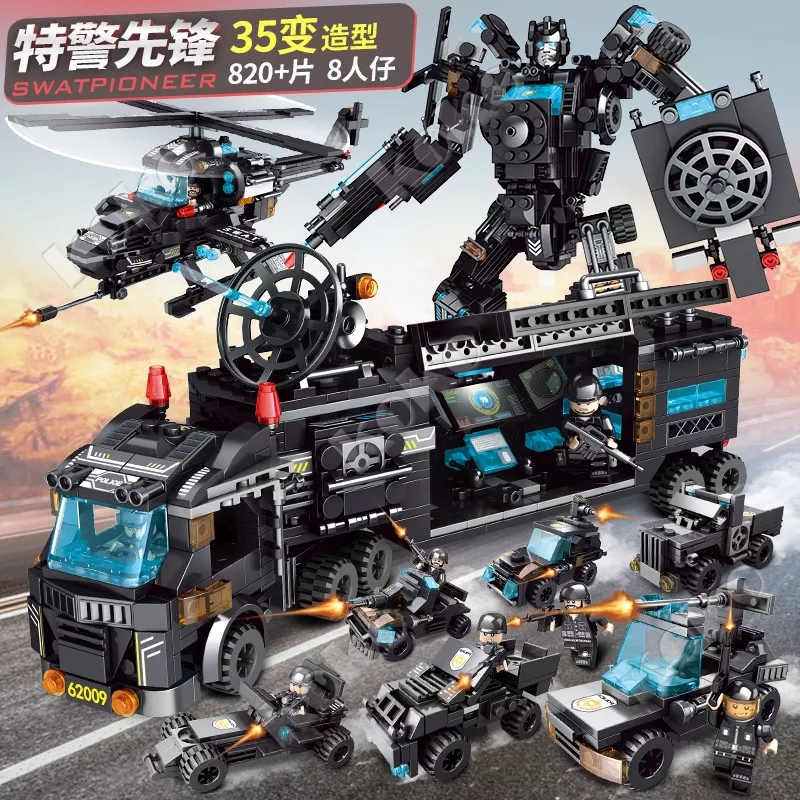 【Penjual Lokal】1000pcs Kompatibel Dengan 8in1 SWAT Robot Helikopter Partikel Kecil Blok Bangunan Model Mainan Rakitan Anak