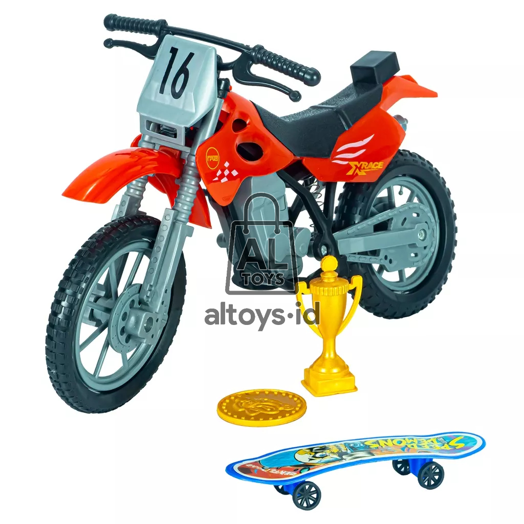 MAINAN MOTOR CROSS BESAR PIALA + SKATEBOARD MURAH ST2187