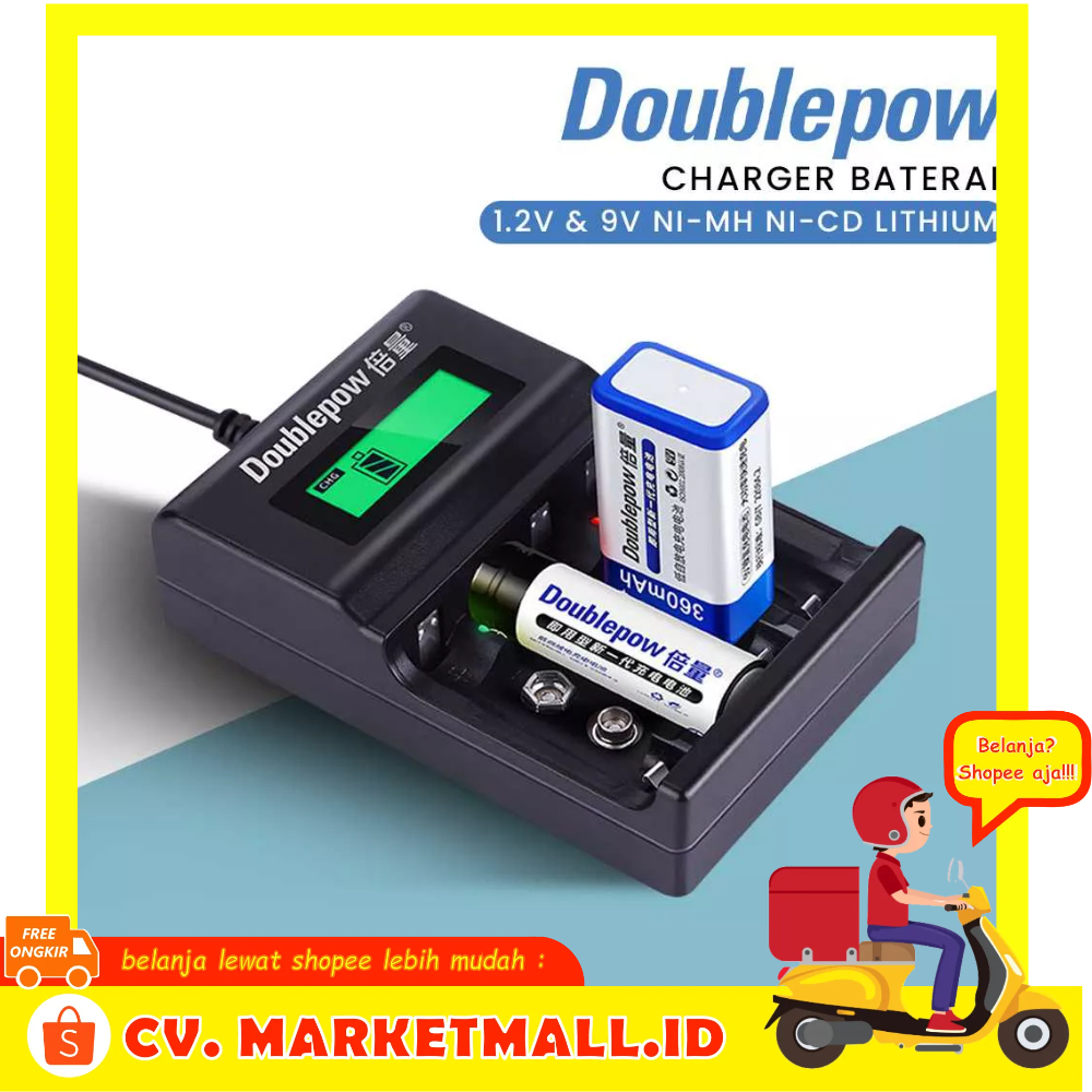 Charger Baterai Layar LCD 1.2V &amp; 9V AA dan AAA NI-MH NI-CD Lithium DOUBLEPOW - S3AD0HBK