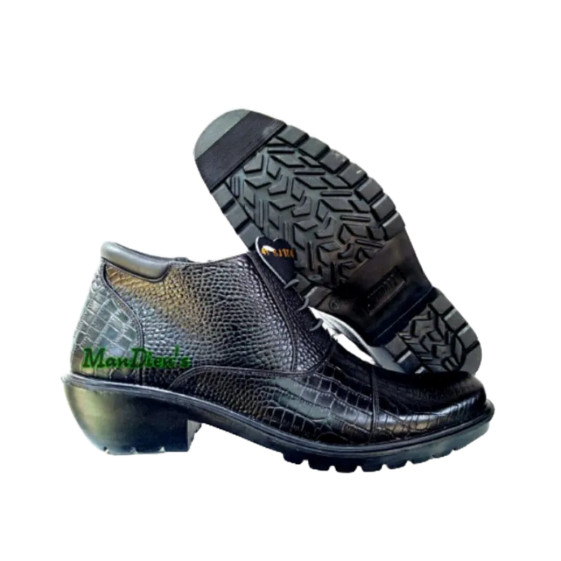 Medali K174FB - Sepatu Boot Motif Buaya Sol Tebal Jenggel Gaya Koboi Model Pdh Polri Tni Satpam Security Model Boot Pendek Touring Hiker Terbaru Kualitas terbaik Asli Original Branded