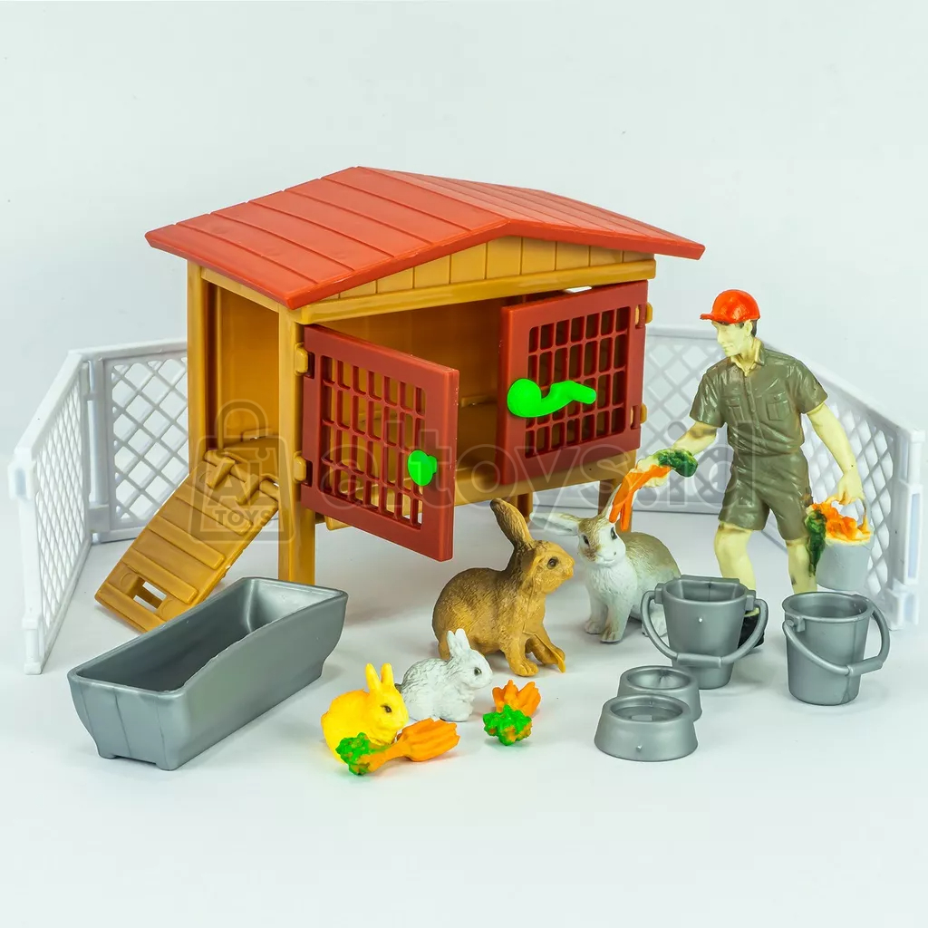 MAINAN EDUKASI NENGENAL HEWAN TERNAK / MAINAN FIGUR AYAM TERNAK + KANDANG DAN PERALATAN