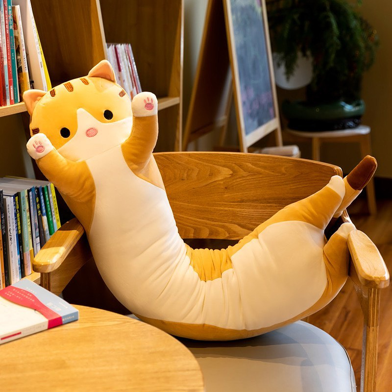 Bantal Guling Kucing Boneka Tinggi 60cm Bahan Yelvo Berlabel SNI